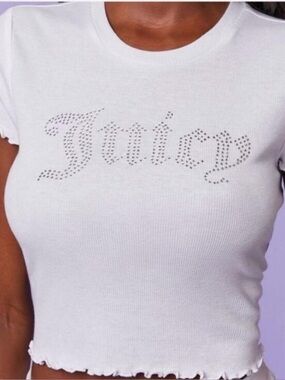 NWT Juicy Couture White Rhinestone Baby Tee